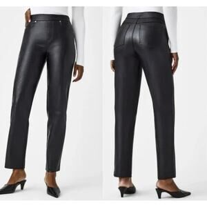 Spanx Faux Vegan‎ Leather Slim Straight Pants Black Size XL